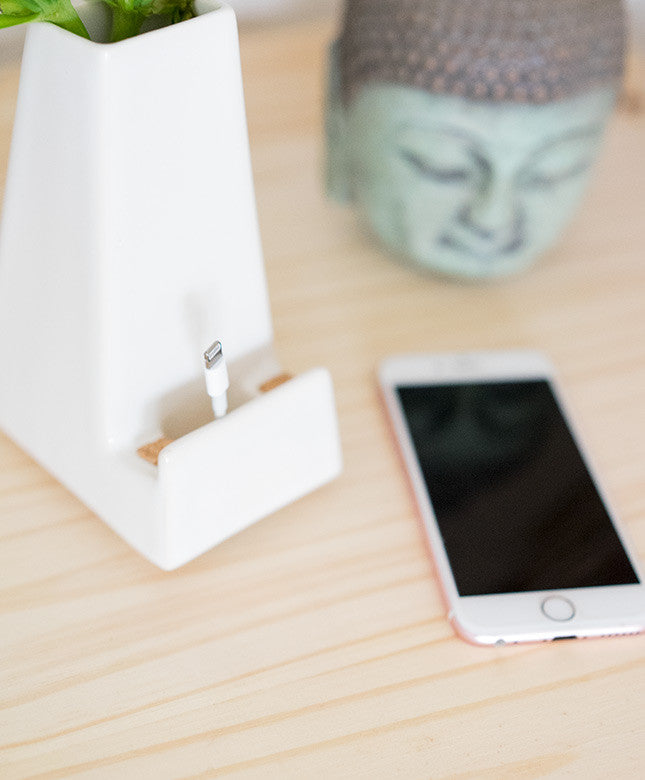 Ceramic Phone Charging Dock/Floral Vase - Dalla Vita - 3