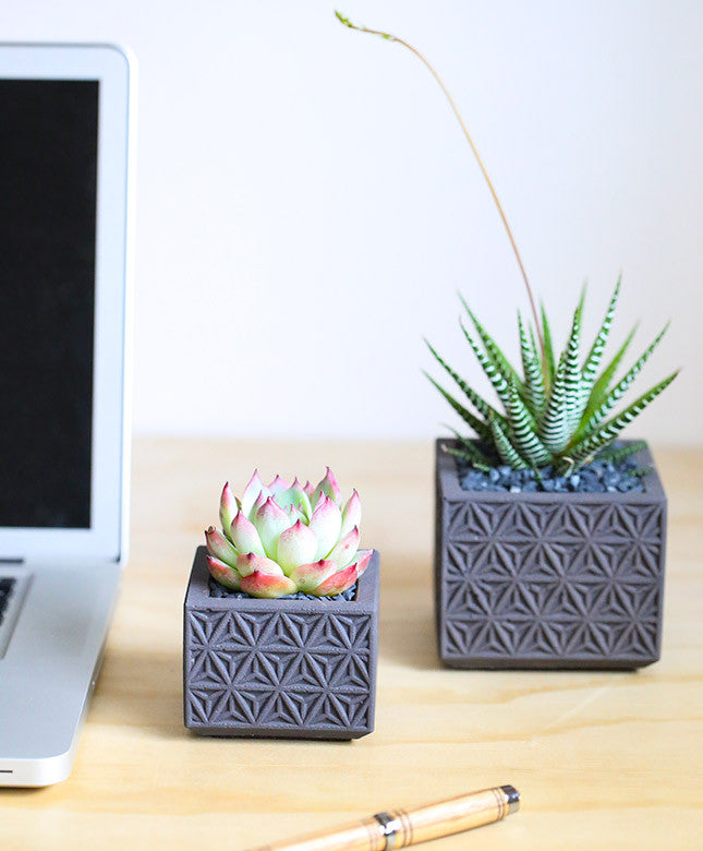 Gray Triangle Pattern Planter - Dalla Vita - 3